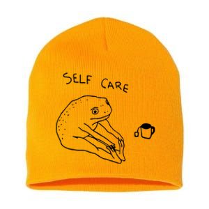 Funny Frog Self Care Short Acrylic Beanie