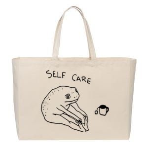 Funny Frog Self Care Cotton Canvas Jumbo Tote