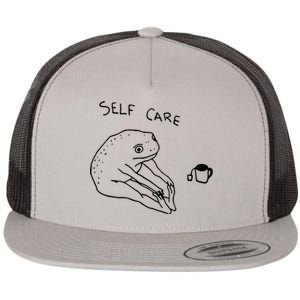 Funny Frog Self Care Flat Bill Trucker Hat