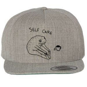 Funny Frog Self Care Wool Snapback Cap