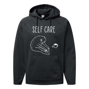 Funny Frog Self Care Yoga Performance Fleece Hoodie