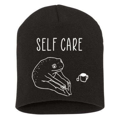 Funny Frog Self Care Yoga Short Acrylic Beanie