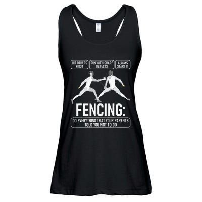 Fencing Fencer Swordsman Swordmanship Sabre Epee Ladies Essential Flowy Tank