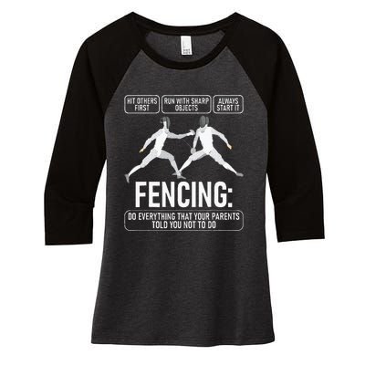 Fencing Fencer Swordsman Swordmanship Sabre Epee Women's Tri-Blend 3/4-Sleeve Raglan Shirt