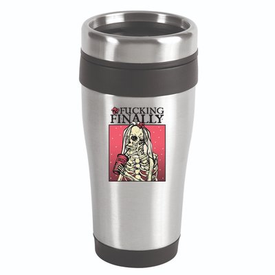 Fucking Finally Sugar Skull Bride Engagement Bride Squad 16oz Travel Tumbler