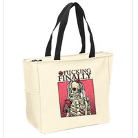 Fucking Finally Sugar Skull Bride Engagement Bride Squad Zip Tote Bag