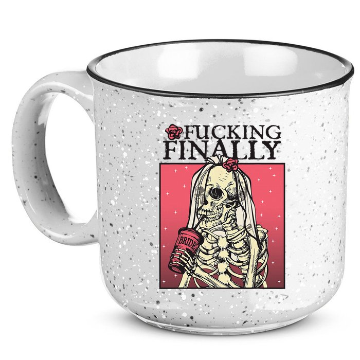 Fucking Finally Sugar Skull Bride Engagement Bride Squad 15oz Campfire Ceramic Mug