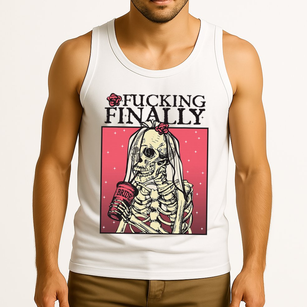 Fucking Finally Sugar Skull Bride Engagement Bride Squad Tank Top