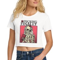 Fucking Finally Sugar Skull Bride Engagement Bride Squad Women's Crop Top Tee