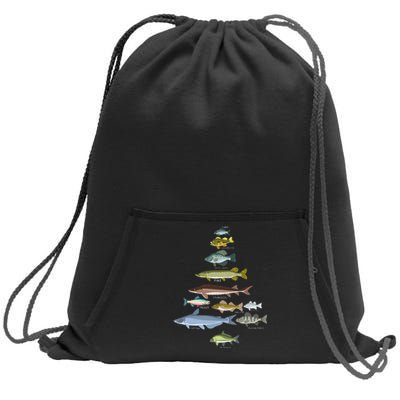 Freshwater Fish Species Christmas Tree Fishing Xmas Sweatshirt Cinch Pack Bag