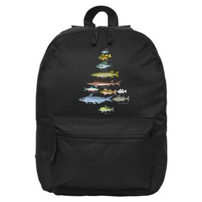 Freshwater Fish Species Christmas Tree Fishing Xmas 16 in Basic Backpack