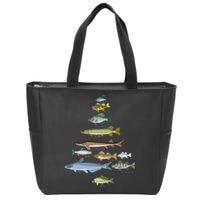 Freshwater Fish Species Christmas Tree Fishing Xmas Zip Tote Bag