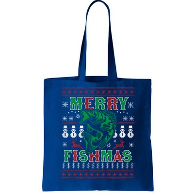 Funny Fish Sweater Fishing Santa Pajama Fisher Merry Fishmas Cool Gift Tote Bag