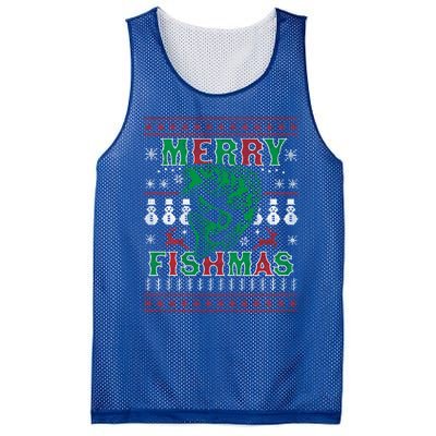 Funny Fish Sweater Fishing Santa Pajama Fisher Merry Fishmas Cool Gift Mesh Reversible Basketball Jersey Tank