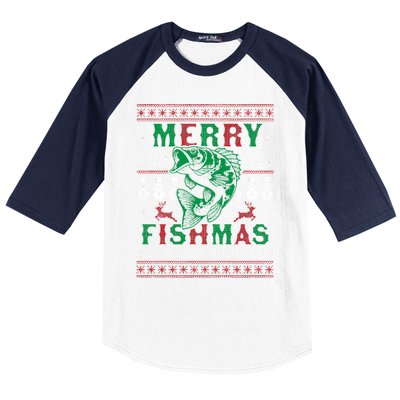 Funny Fish Sweater Fishing Santa Pajama Fisher Merry Fishmas Cool Gift Baseball Sleeve Shirt