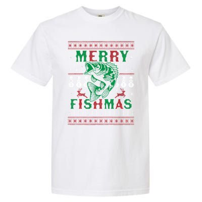 Funny Fish Sweater Fishing Santa Pajama Fisher Merry Fishmas Cool Gift Garment-Dyed Heavyweight T-Shirt