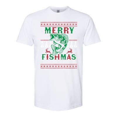 Funny Fish Sweater Fishing Santa Pajama Fisher Merry Fishmas Cool Gift Softstyle CVC T-Shirt