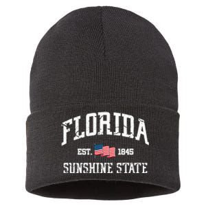 Florida Fl State Est 1845 American Usa Flag Patriotic Sustainable Knit Beanie