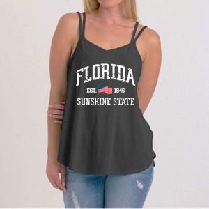 Florida Fl State Est 1845 American Usa Flag Patriotic Women's Strappy Tank