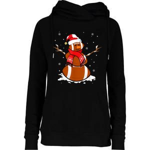 Funny Football Snowman Christmas Pajamas Matching Gifts Idea Womens Funnel Neck Pullover Hood