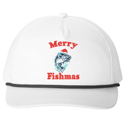 Funny Fishing Santa Fish Sweater Pajama Fisher Merry Fishmas Gift Snapback Five-Panel Rope Hat