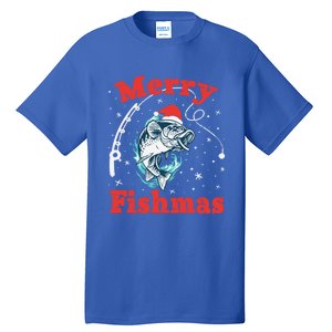 Funny Fishing Santa Fish Sweater Pajama Fisher Merry Fishmas Gift Tall T-Shirt