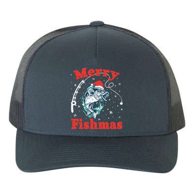 Funny Fishing Santa Fish Sweater Pajama Fisher Merry Fishmas Gift Yupoong Adult 5-Panel Trucker Hat