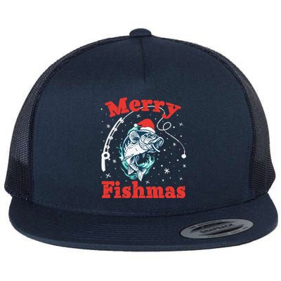 Funny Fishing Santa Fish Sweater Pajama Fisher Merry Fishmas Gift Flat Bill Trucker Hat