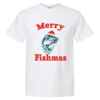 Funny Fishing Santa Fish Sweater Pajama Fisher Merry Fishmas Gift Garment-Dyed Heavyweight T-Shirt