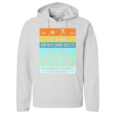 Funny Fencing Sport Pun For Men Women Kids Performance Fleece Hoodie