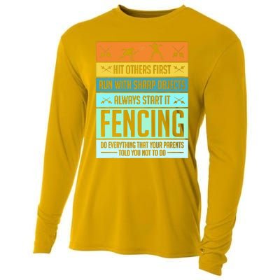 Funny Fencing Sport Pun For Men Women Kids Cooling Performance Long Sleeve Crew