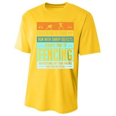 Funny Fencing Sport Pun For Men Women Kids Performance Sprint T-Shirt