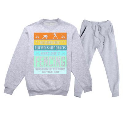 Funny Fencing Sport Pun For Men Women Kids Premium Crewneck Sweatsuit Set