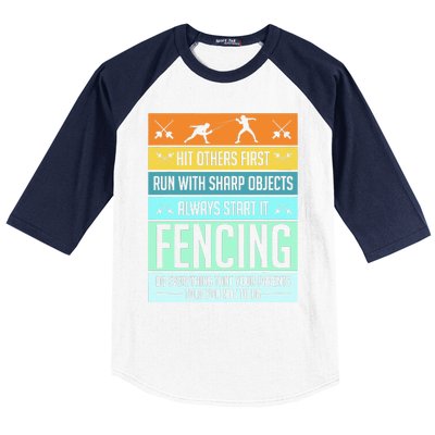 Funny Fencing Sport Pun For Men Women Kids Baseball Sleeve Shirt