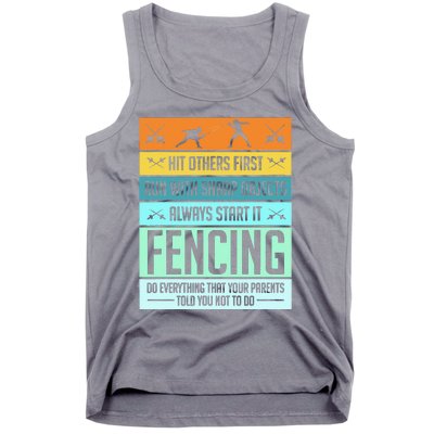 Funny Fencing Sport Pun For Men Women Kids Tank Top