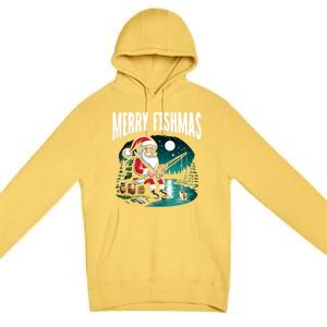 Funny Fishing Santa Merry Fishmas Christmas Sayings Great Gift Premium Pullover Hoodie