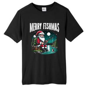 Funny Fishing Santa Merry Fishmas Christmas Sayings Great Gift Tall Fusion ChromaSoft Performance T-Shirt