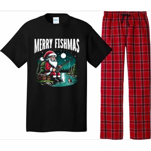 Funny Fishing Santa Merry Fishmas Christmas Sayings Great Gift Pajama Set