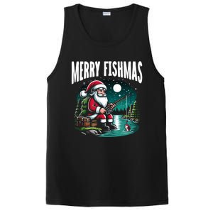 Funny Fishing Santa Merry Fishmas Christmas Sayings Great Gift PosiCharge Competitor Tank