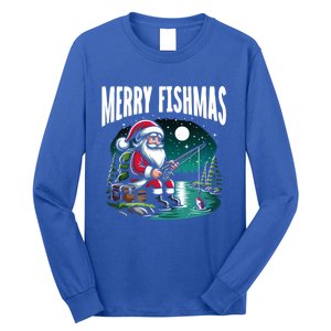 Funny Fishing Santa Merry Fishmas Christmas Sayings Great Gift Long Sleeve Shirt