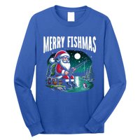 Funny Fishing Santa Merry Fishmas Christmas Sayings Great Gift Long Sleeve Shirt