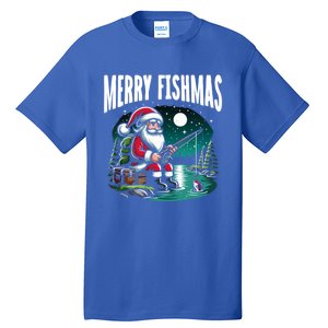 Funny Fishing Santa Merry Fishmas Christmas Sayings Great Gift Tall T-Shirt