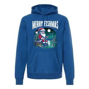 Funny Fishing Santa Merry Fishmas Christmas Sayings Great Gift Premium Hoodie