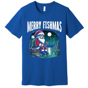 Funny Fishing Santa Merry Fishmas Christmas Sayings Great Gift Premium T-Shirt