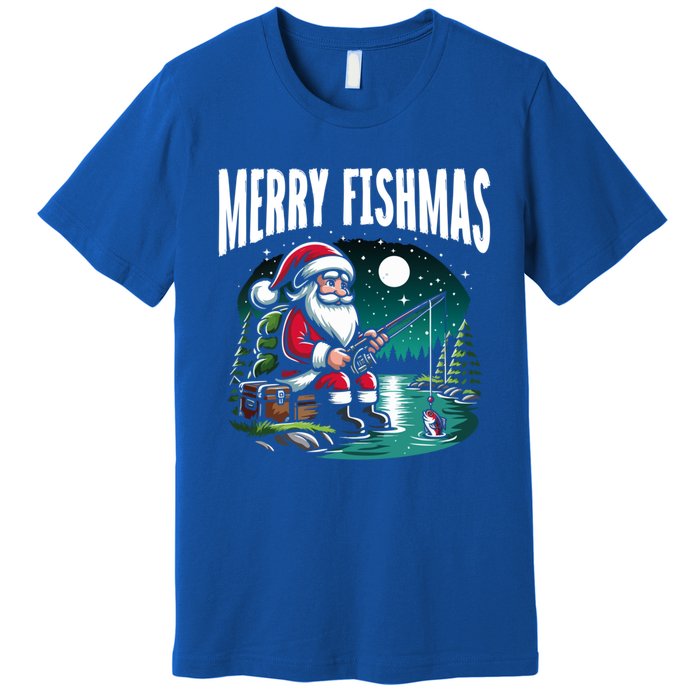 Funny Fishing Santa Merry Fishmas Christmas Sayings Great Gift Premium T-Shirt