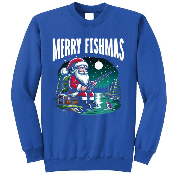 Funny Fishing Santa Merry Fishmas Christmas Sayings Great Gift Tall Sweatshirt