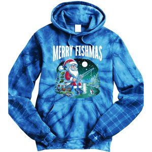 Funny Fishing Santa Merry Fishmas Christmas Sayings Great Gift Tie Dye Hoodie