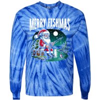 Funny Fishing Santa Merry Fishmas Christmas Sayings Great Gift Tie-Dye Long Sleeve Shirt