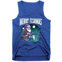 Funny Fishing Santa Merry Fishmas Christmas Sayings Great Gift Tank Top