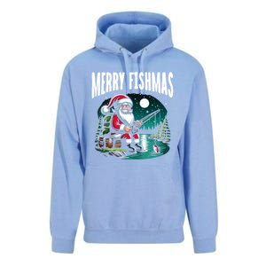 Funny Fishing Santa Merry Fishmas Christmas Sayings Great Gift Unisex Surf Hoodie